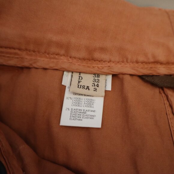 Brunello Cucinelli Shorts Monili Trim Belt Orange Cotton Blend Dyed Size 2 - Picture 8 of 9